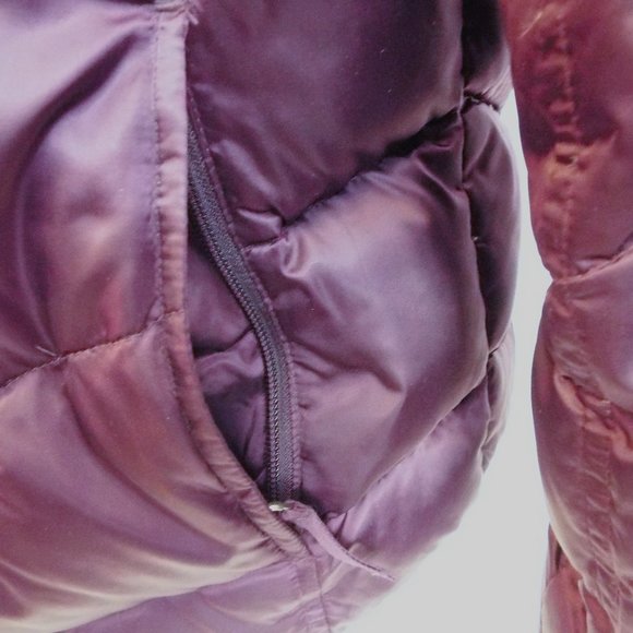 Eddie Bauer Purple Goose Down Puffer Jacket/Coat with Flip Up Collar Size Medium - Picture 4 of 6